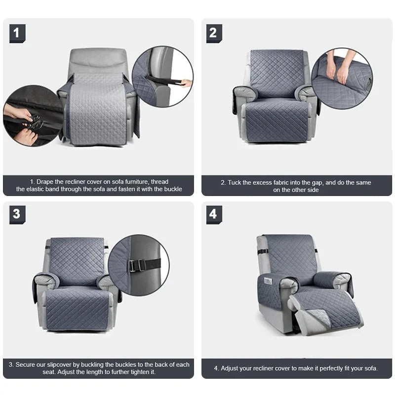 1 Seater Recliner Sofa Slipcover, Non-Slip, Pet & Stain Resistant Couch Protector