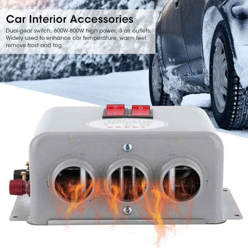 12V Car Heater with 3 Vents, 600W-800W Fast Heating