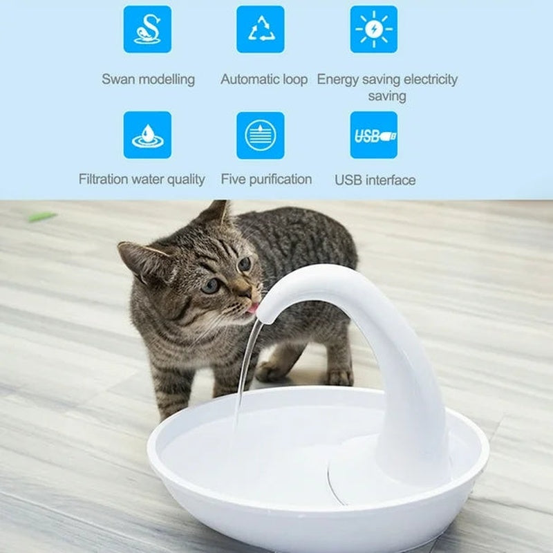12V Silent Pet Water Fountain with Filter, 1.8L Capacity
