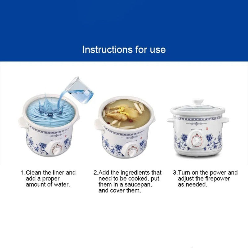 1.5L Mini Electric Slow Cooker with Ceramic Liner
