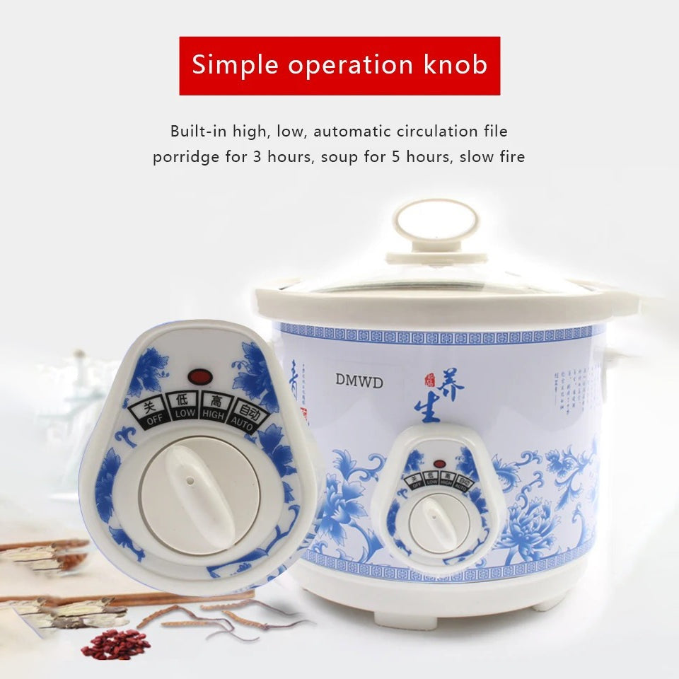 1.5L Mini Electric Slow Cooker with Ceramic Liner