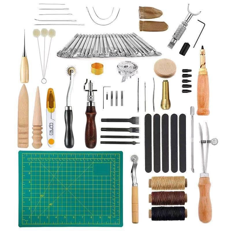 18pcs Ultimate Leather Working Craft Tool Kit, Hand Sewing Kit Leather Tools DIY