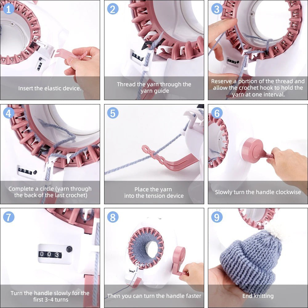 22 Needles Knitting Machine Kit with Row Counter