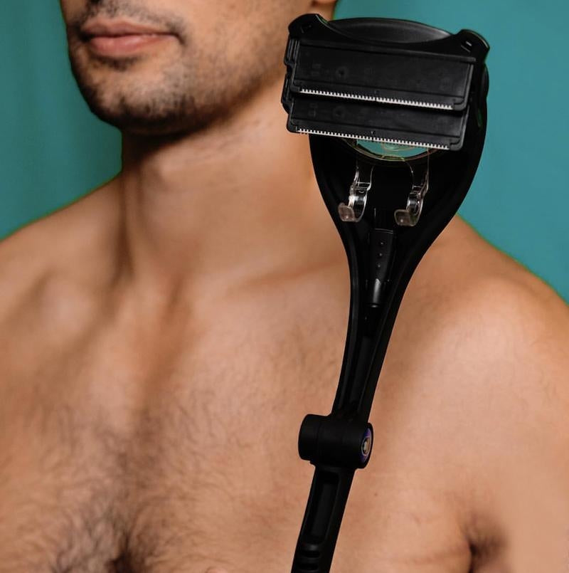 2-in-1 Back Hair Remover and Trimmer, Foldable Handle for Men