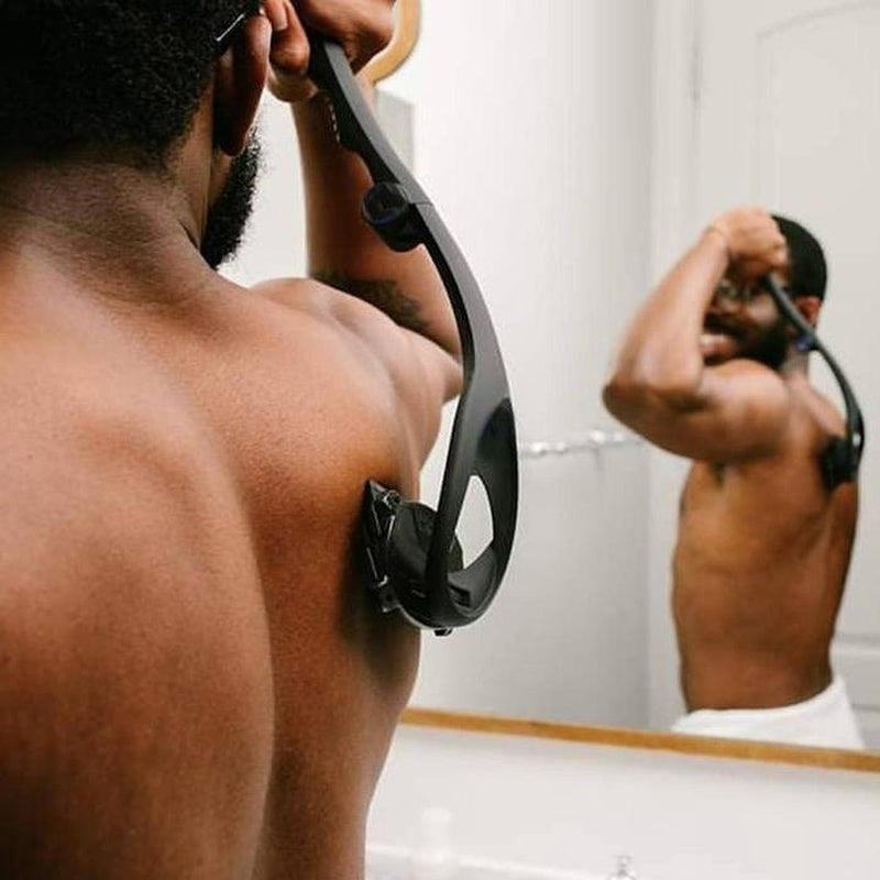 2-in-1 Back Hair Remover and Trimmer, Foldable Handle for Men