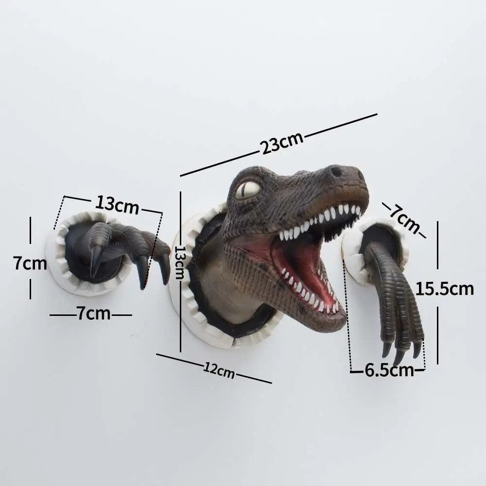 3D Wall Mount Dinosaur Bust Sculpture