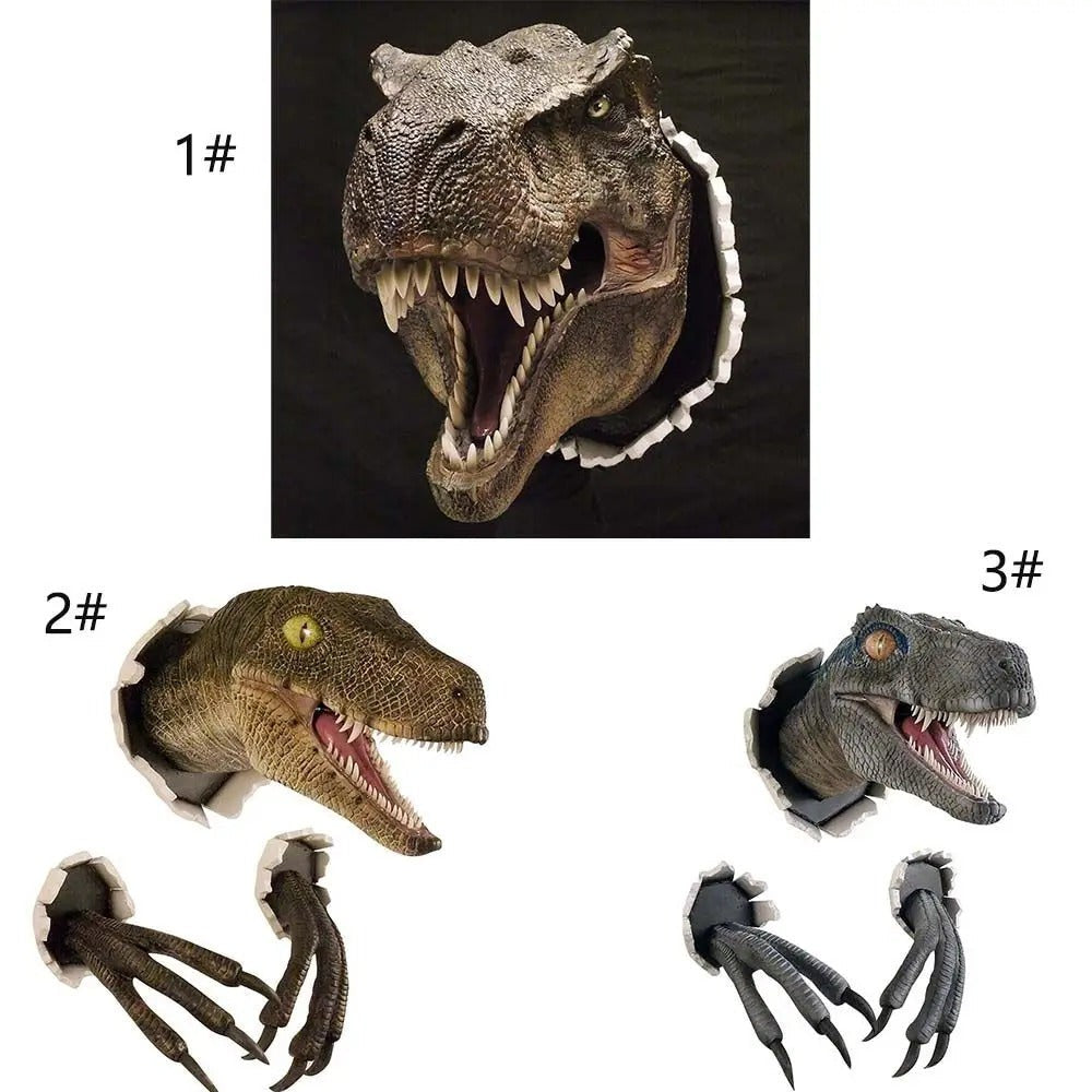 3D Wall Mount Dinosaur Bust Sculpture