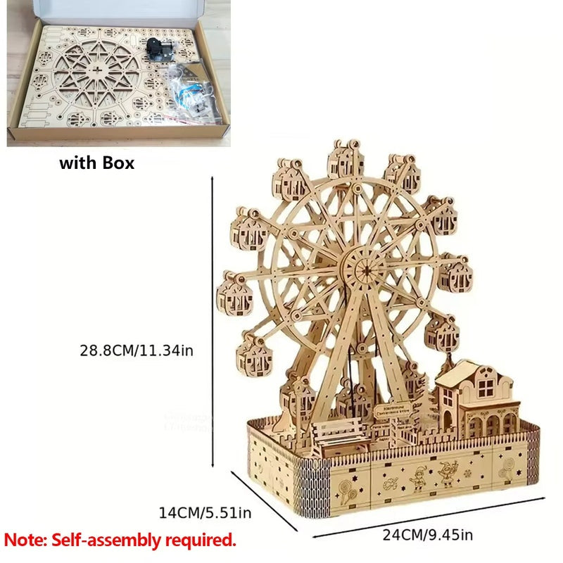 3D Wooden Ferris Wheel Music Box Puzzle with LED Light