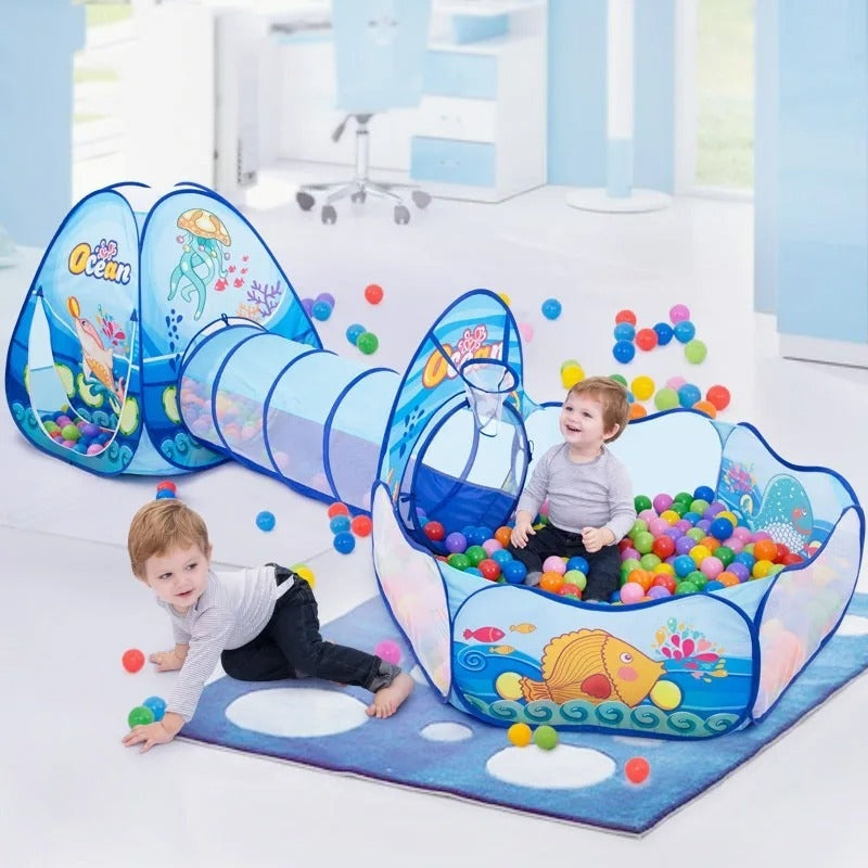 3-in-1 Kids Ball Pit Tent with Tunnel