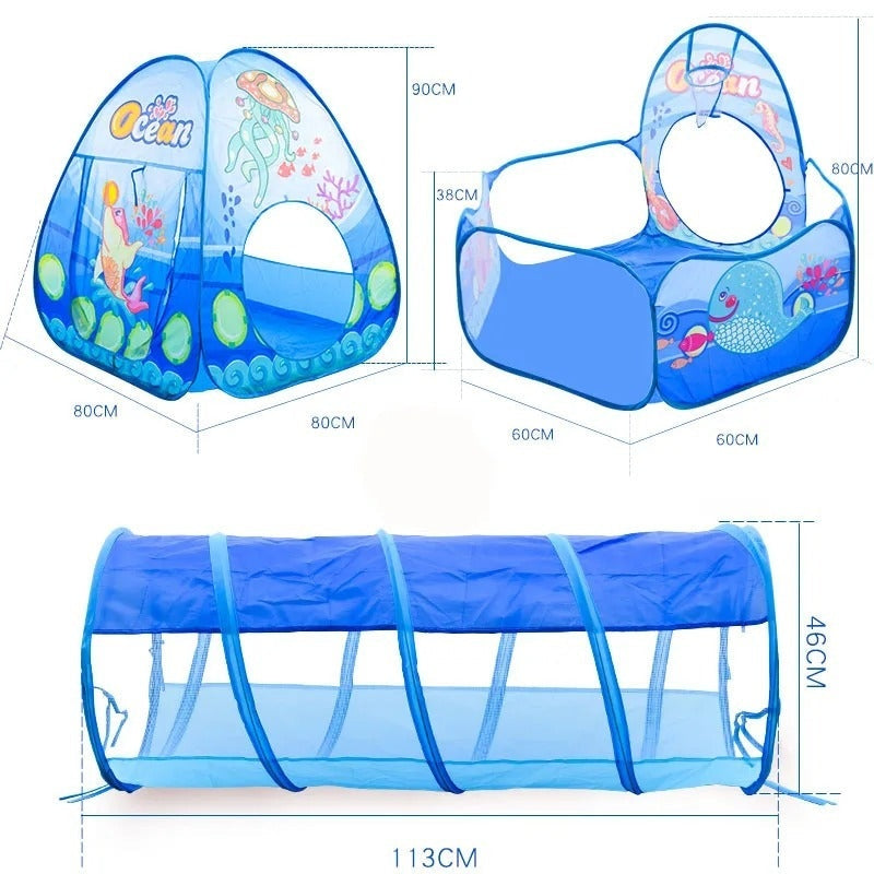 3-in-1 Kids Ball Pit Tent with Tunnel