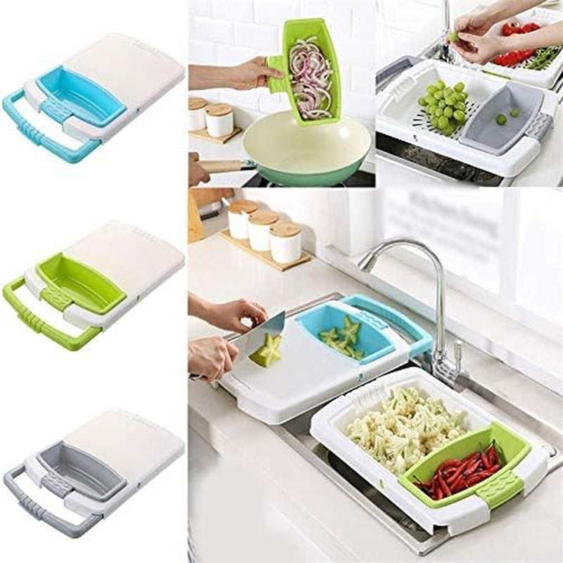 3-in-1 Multi-Function Cutting Board with Sink Basket