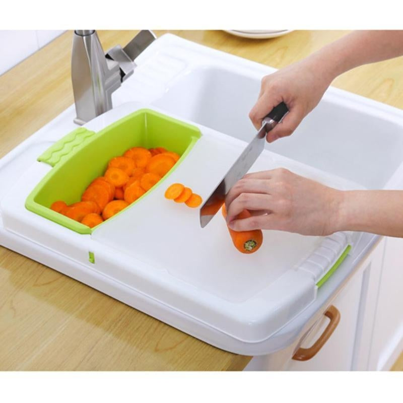 3-in-1 Multi-Function Cutting Board with Sink Basket