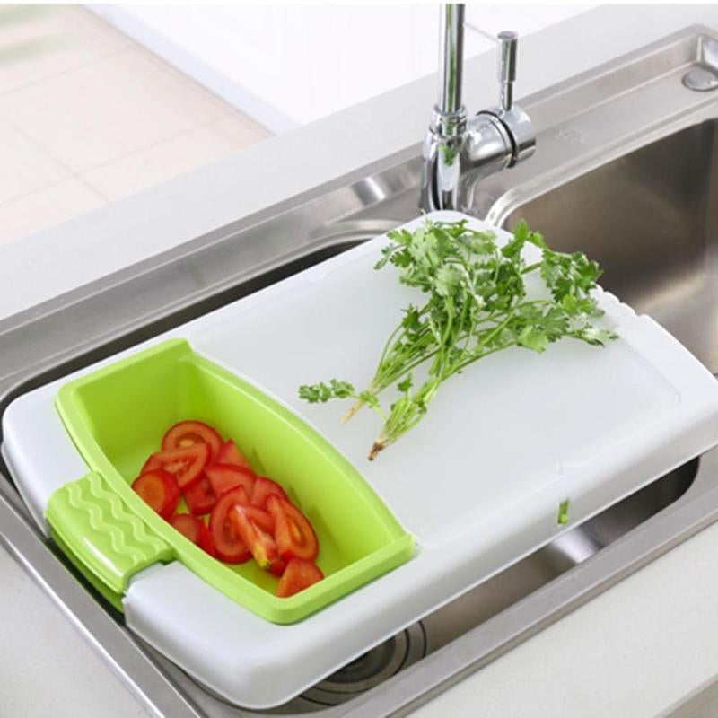 3-in-1 Multi-Function Cutting Board with Sink Basket