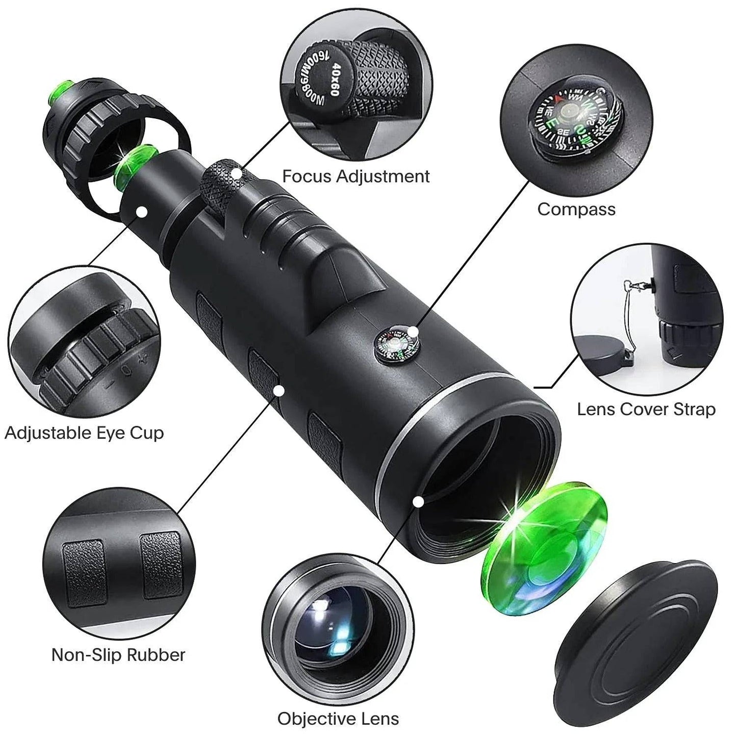 40x60 Zoom Waterproof Monocular Mobile Telescope
