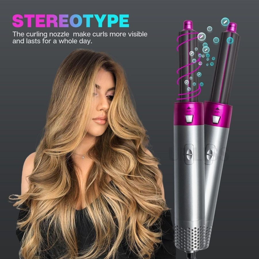 5-in-1 Hot Air Styler with Curling Irons & Combs