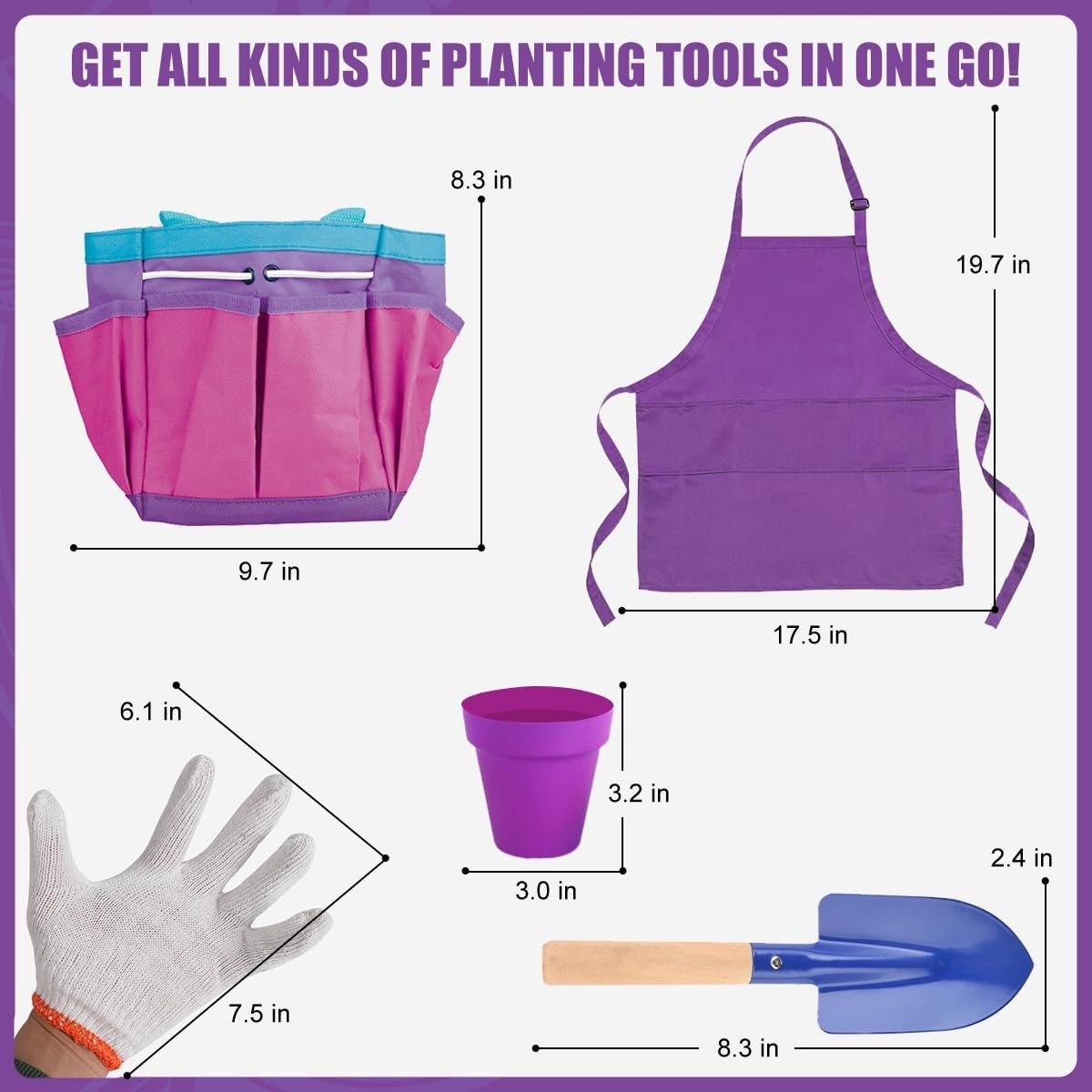 Outdoor Children’s Gardening Set with Children’s Wheelbarrow Set and Plastic Watering Can