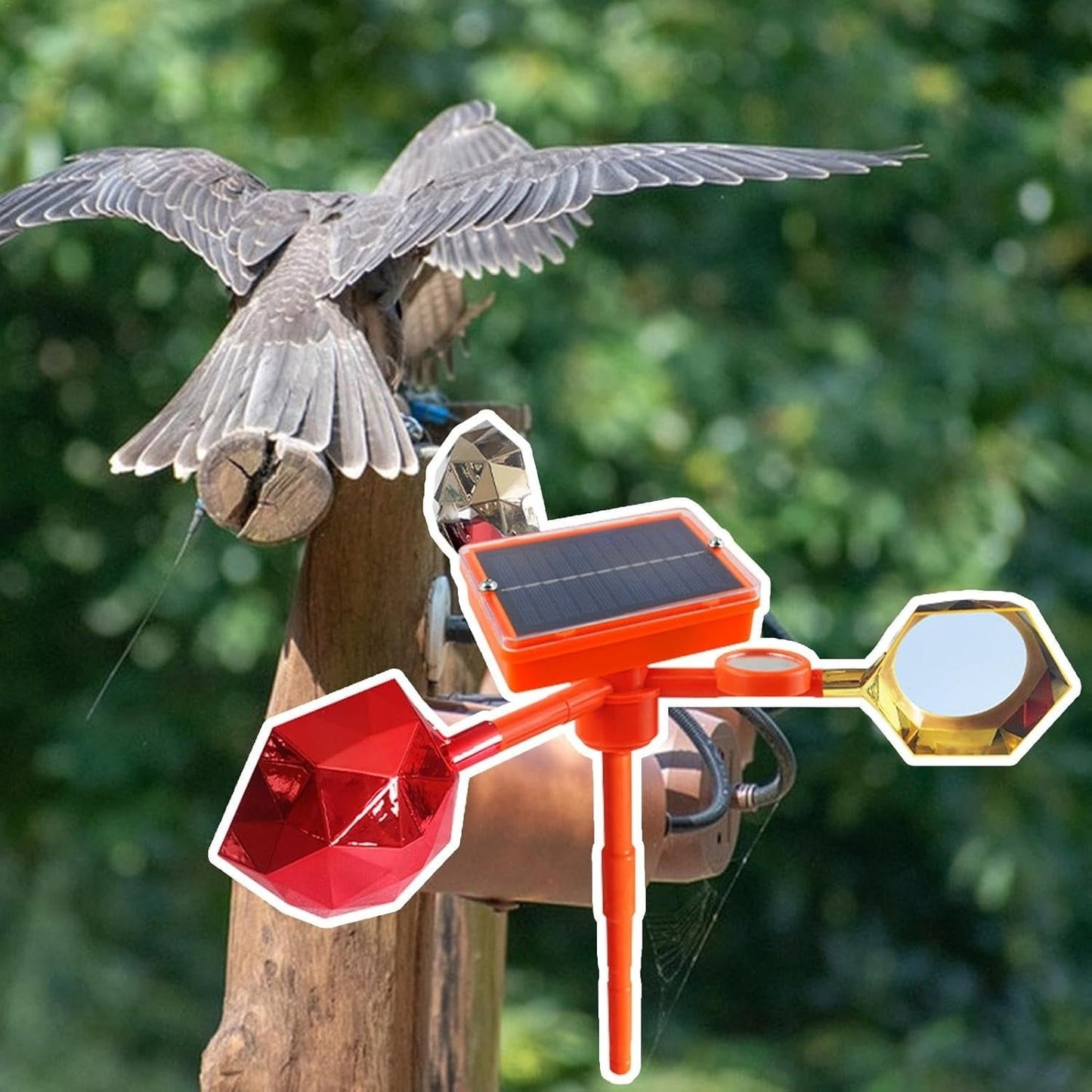 Solar Bird Repeller Reflective Bird Deterrent for Garden with 360-Degree Reflector and Waterproof Design