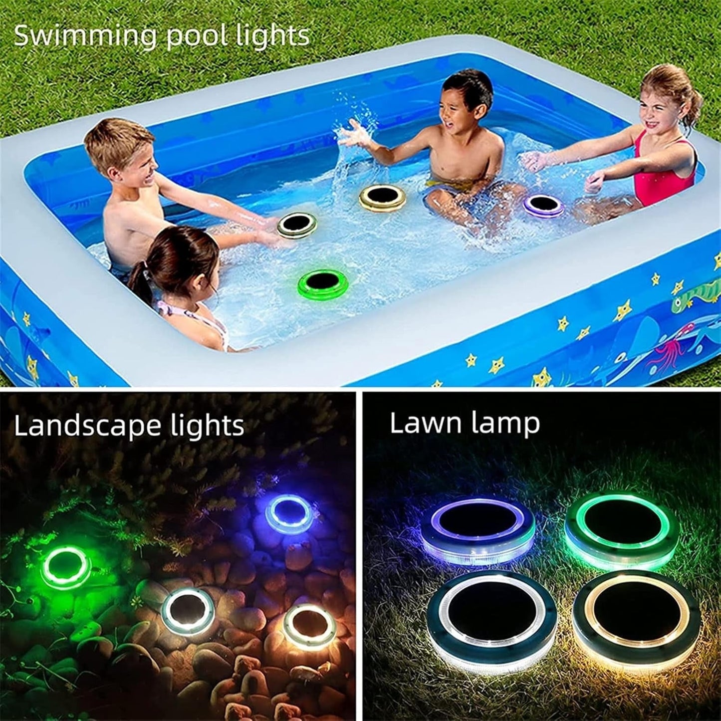 LED Pool Floating Solar Lights for Outdoor Decoration with Rechargeable and Waterproof Design
