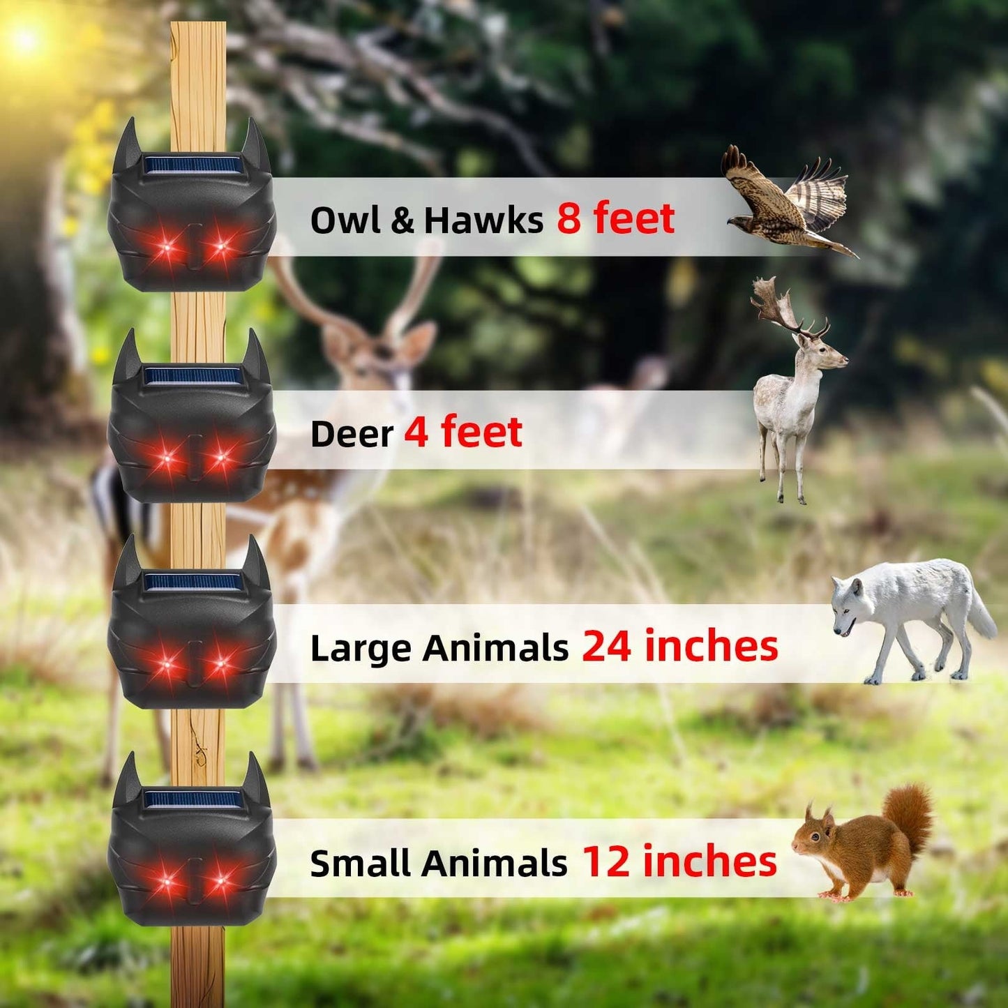 Ultrasonic Solar Animal Repeller for Outdoor Use with Motion Sensor Light