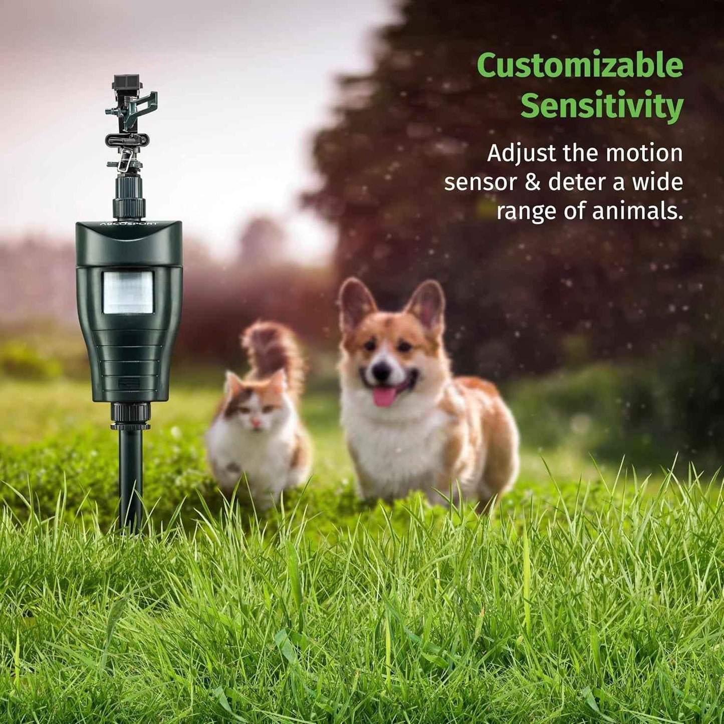 Animal Repellent Motion Activated Sprinkler For Outdoor with 360-Degree Sprinkler Head