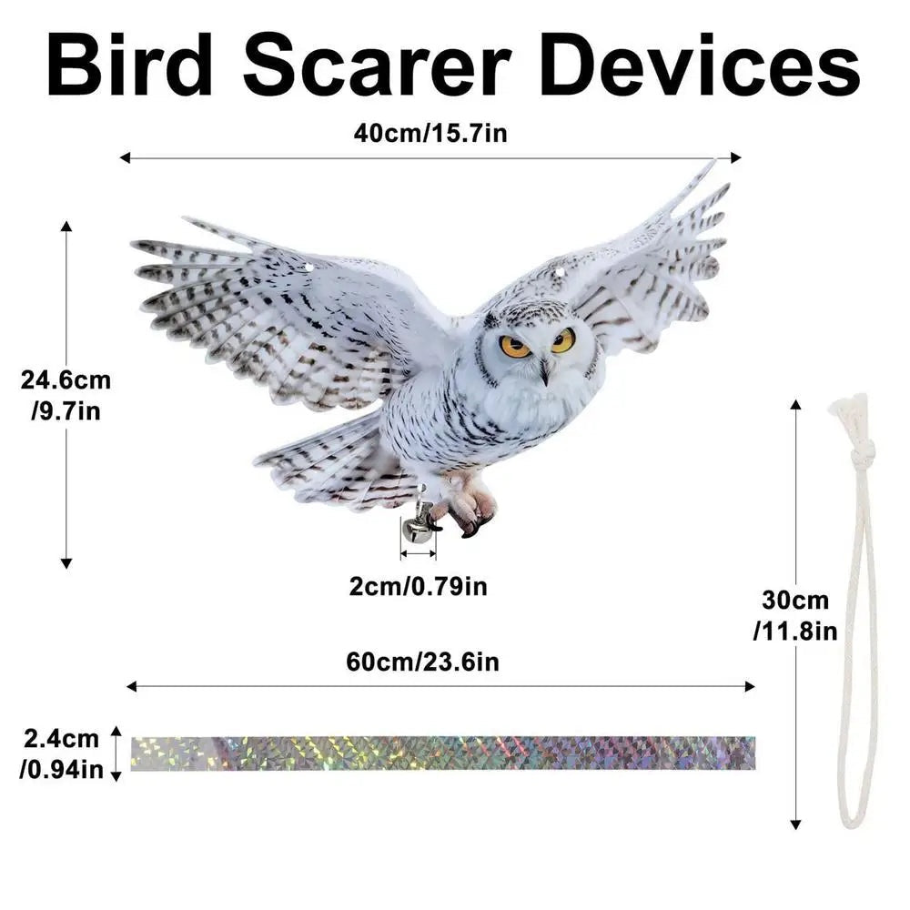 Double-Sided Reflective Owl Bird Repeller with Sound