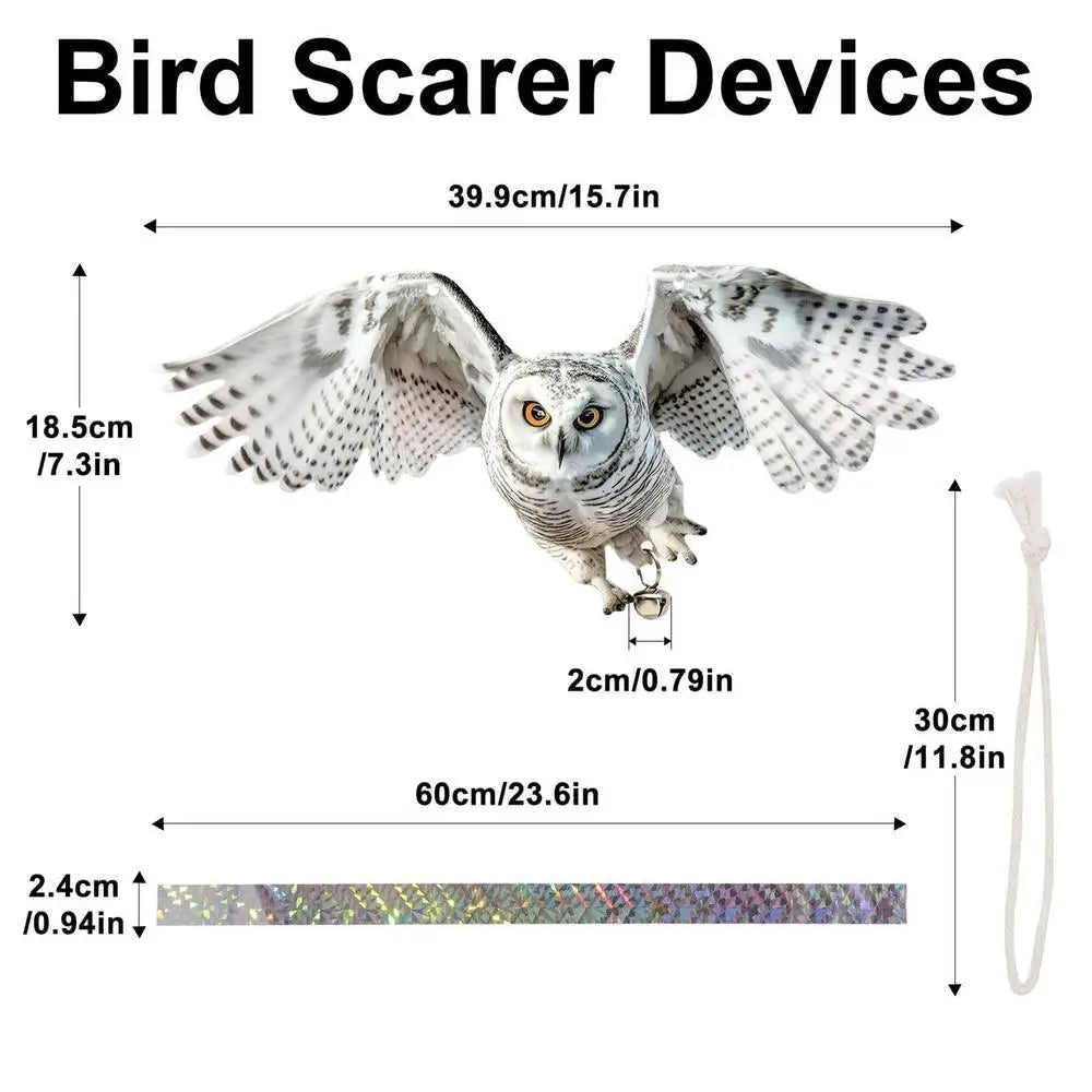 Double-Sided Reflective Owl Bird Repeller with Sound