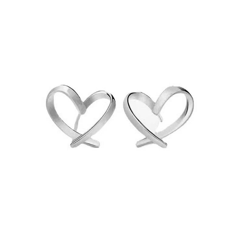 Valentines Gifts For Her 925 Silver Hollow Heart Stud Earrings