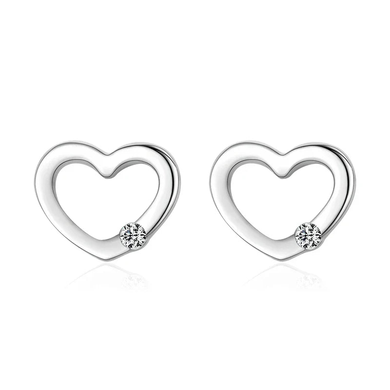 Valentines Gifts For Her 925 Sterling Silver Heart Cz Stud Earrings