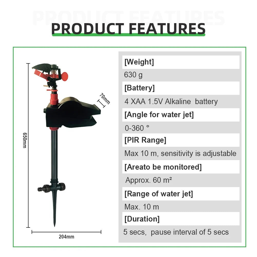 Infrared Animal Scarecrow Water Spray Repellent