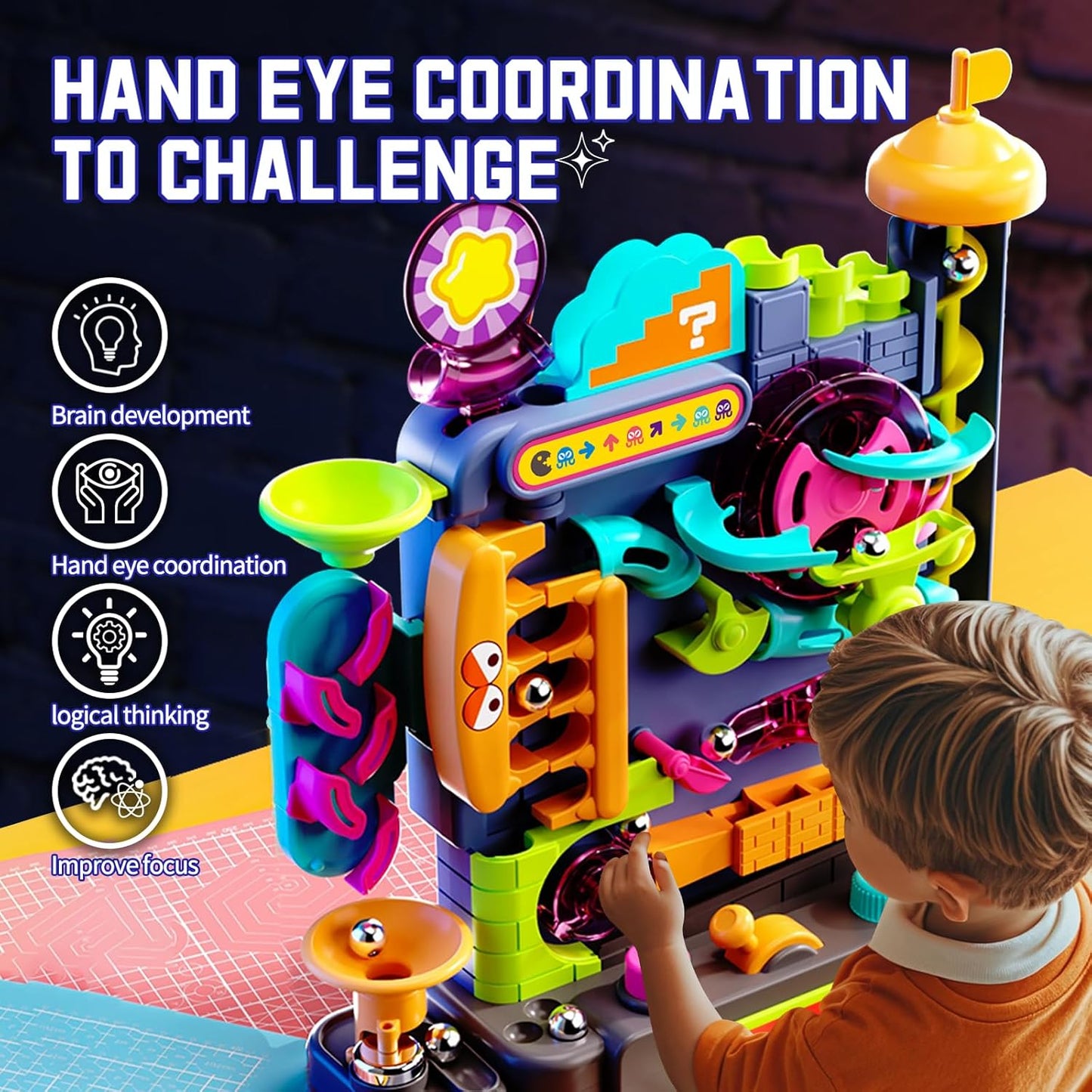 Interactive Track Game with a Multi-Layer Maze and 7 Challenging Levels, Safe Educational Toy for Ages 3+
