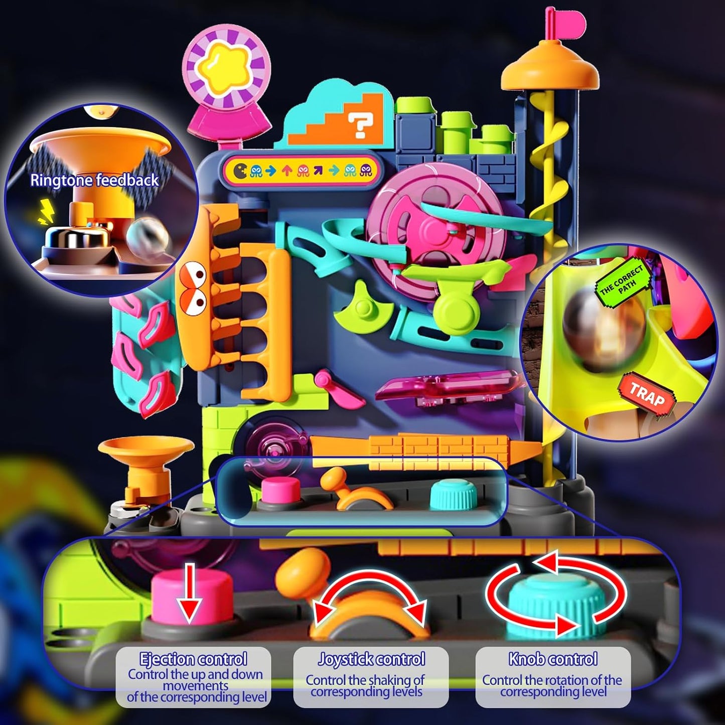 Interactive Track Game with a Multi-Layer Maze and 7 Challenging Levels, Safe Educational Toy for Ages 3+