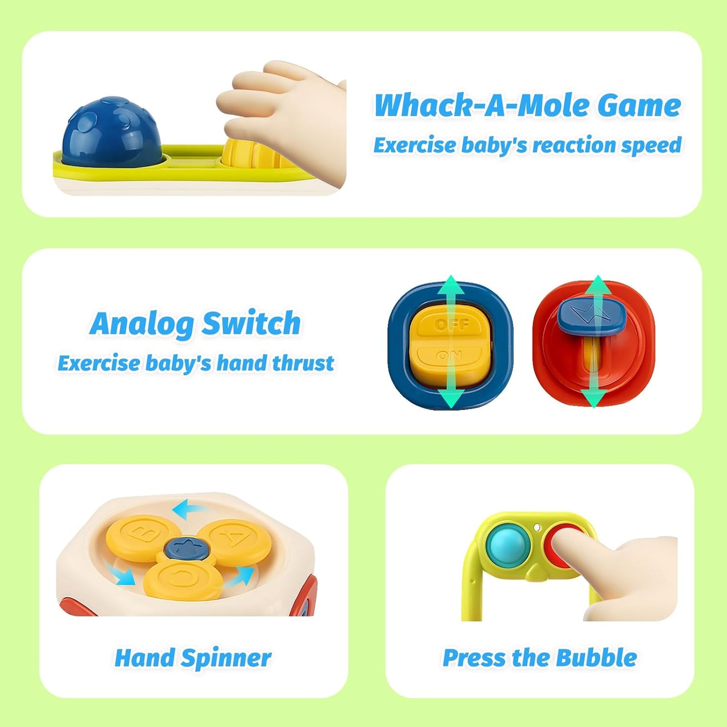 Montessori Busy Cube Toy with 10 Activities in 1, Brain Development Functions for Kids Ages 18+ Months
