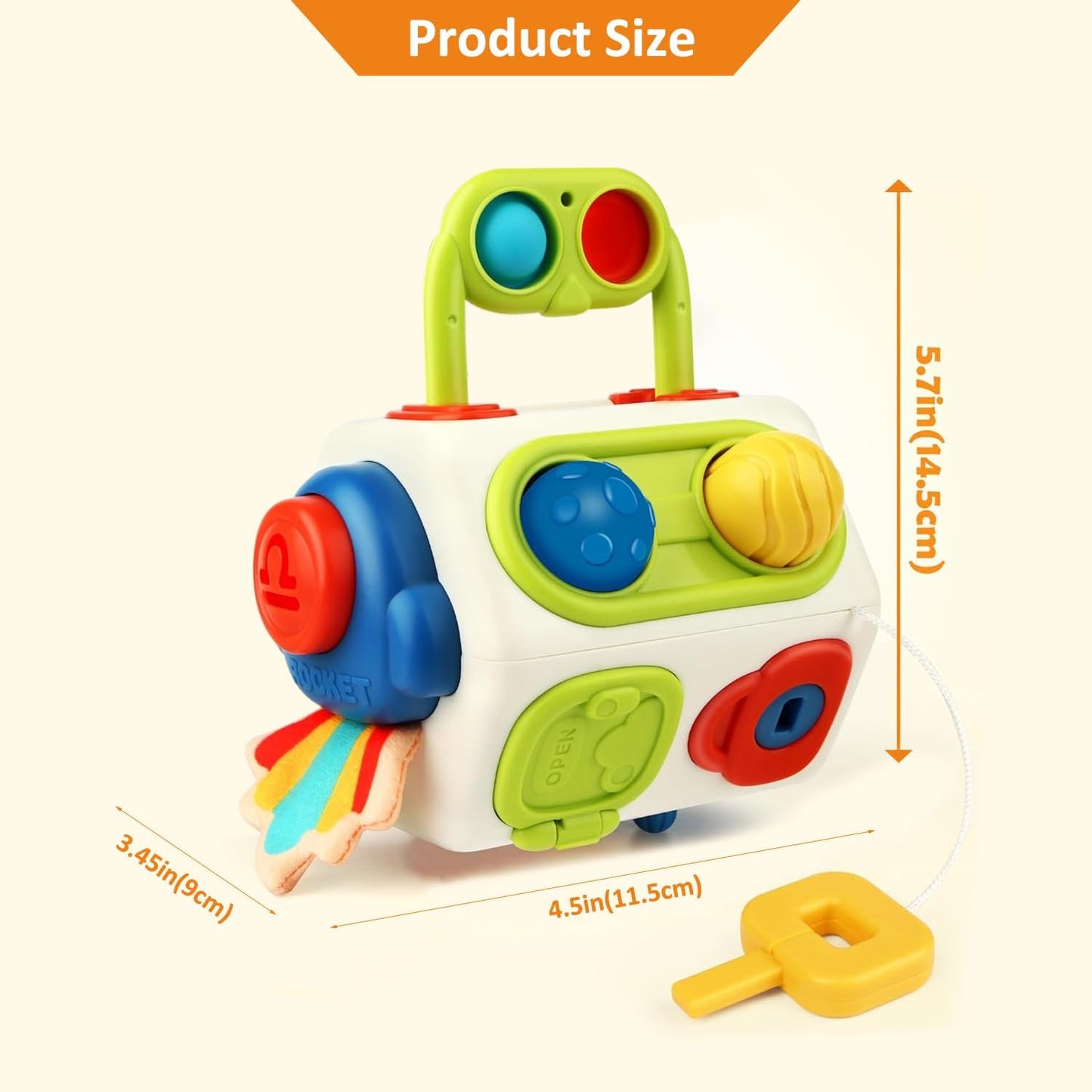 Montessori Busy Cube Toy with 10 Activities in 1, Brain Development Functions for Kids Ages 18+ Months