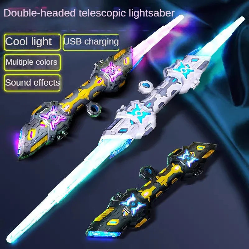 RGB Lightsaber Double Headed with 7 Color Modes, Realistic Sound & Flash Effects, Safe for Ages 6+