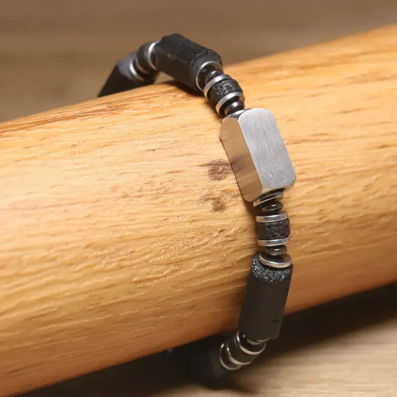 Valentines Gifts For Him Black Tourmaline Beaded Bracelet Adjustable Unisex