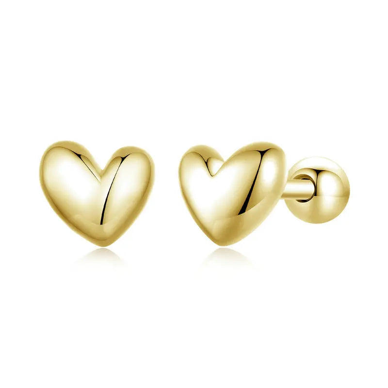Valentines Gifts For Her 925 Sterling Silver Gold Heart Stud Earrings