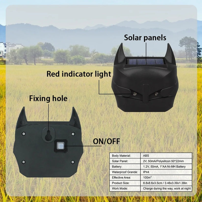 Ultrasonic Solar Animal Repeller for Outdoor Use with Motion Sensor Light