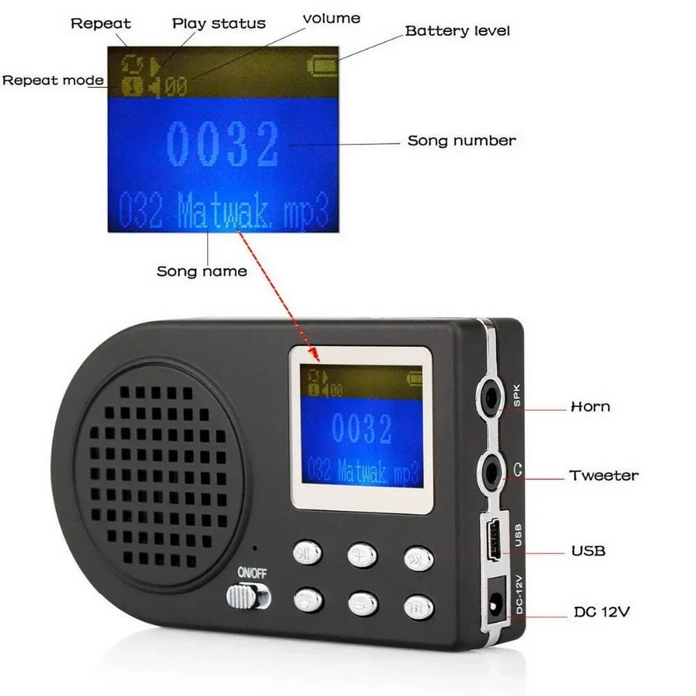 Electronic Bird Caller MP3 Portable with Digital LCD Display and Wireless Remote Control