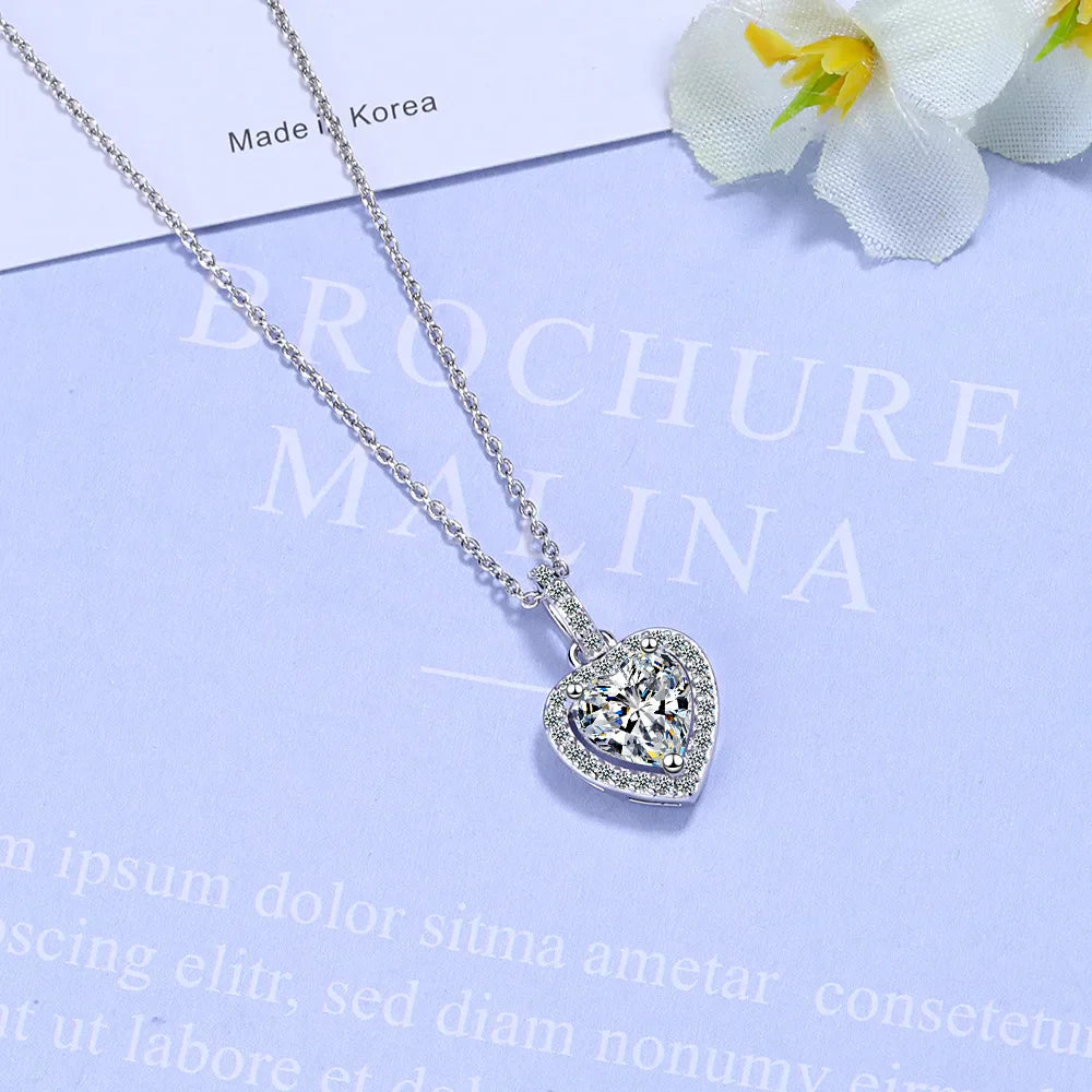 925 Sterling Silver Heart Pendant Necklace Valentine'S Day