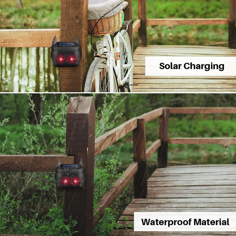 Ultrasonic Solar Animal Repeller for Outdoor Use with Motion Sensor Light