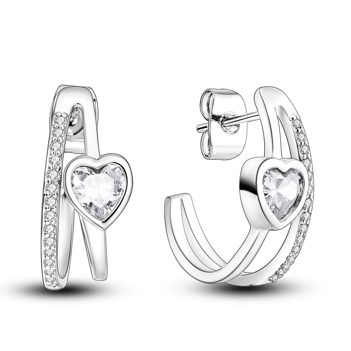 Valentines Gifts For Her Silver Plated Heart Hoop Earrings