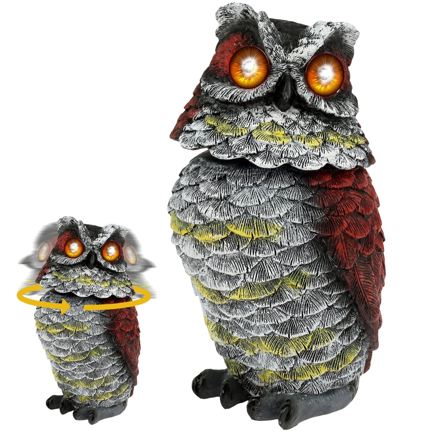 Pest Repeller Solar Powered Owl Waterproof Resin Owl Statue for Garden Decor