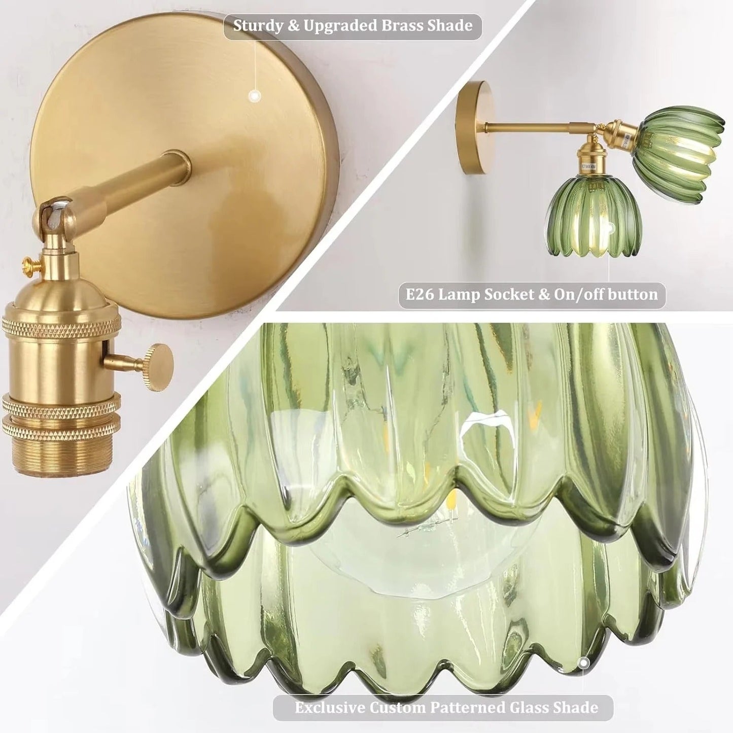 Vintage Tulip Glass Wall Light for Bedroom and Hallway