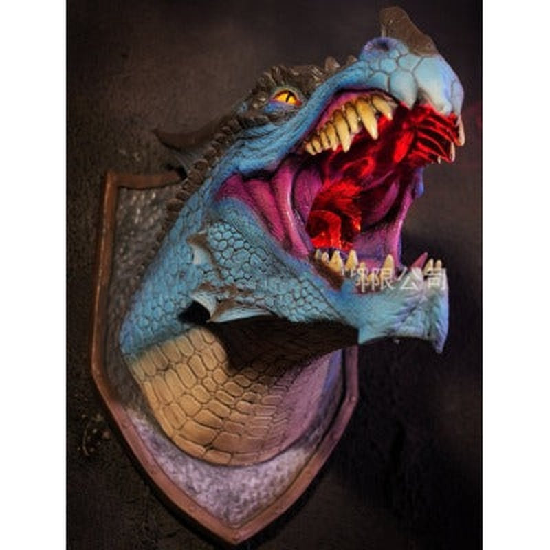 Wall-Mounted Dragon Head Decoration with LED Smoke Effect