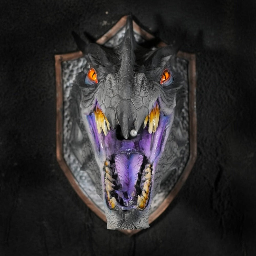 Wall-Mounted Dragon Head Decoration with LED Smoke Effect