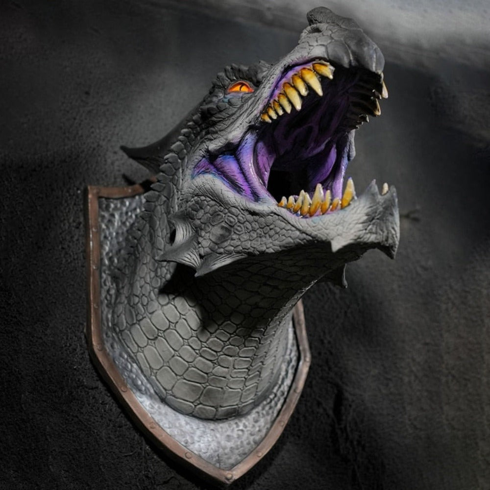 Wall-Mounted Dragon Head Decoration with LED Smoke Effect