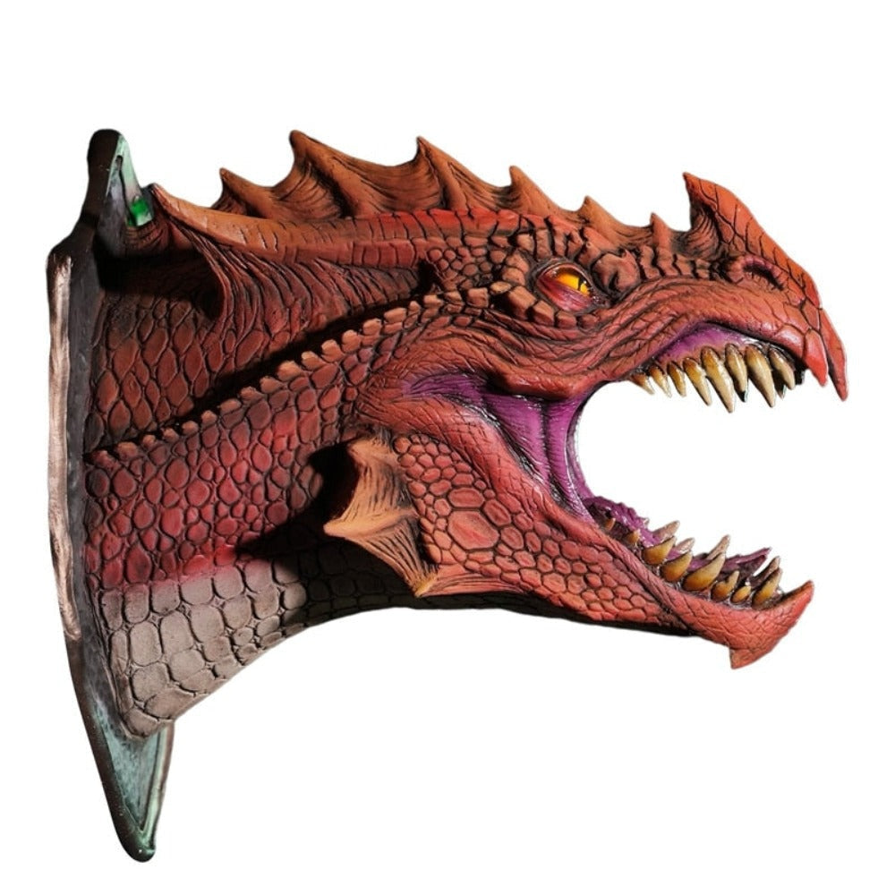 Wall-Mounted Dragon Head Decoration with LED Smoke Effect