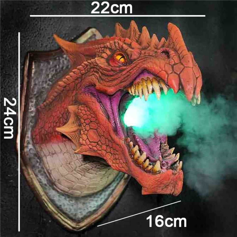 Wall-Mounted Dragon Head Decoration with LED Smoke Effect