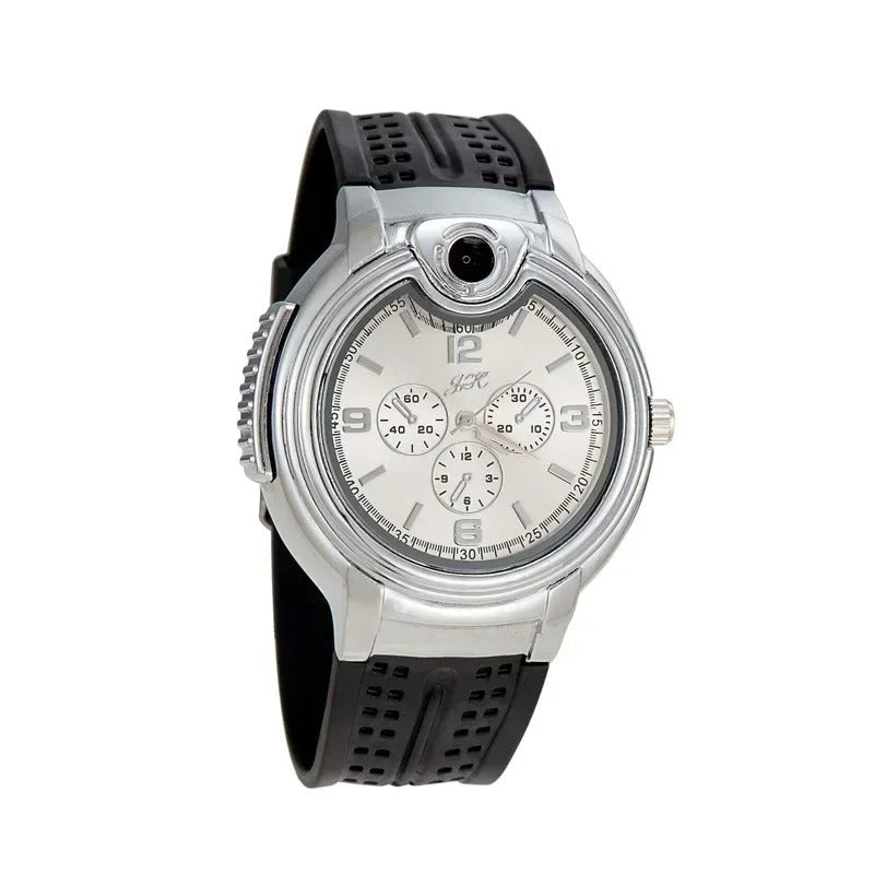 Windproof Refillable Gas Lighter Watch for Outdoor Use