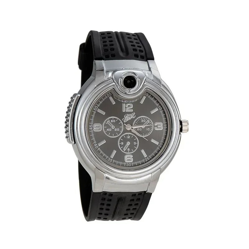 Windproof Refillable Gas Lighter Watch for Outdoor Use